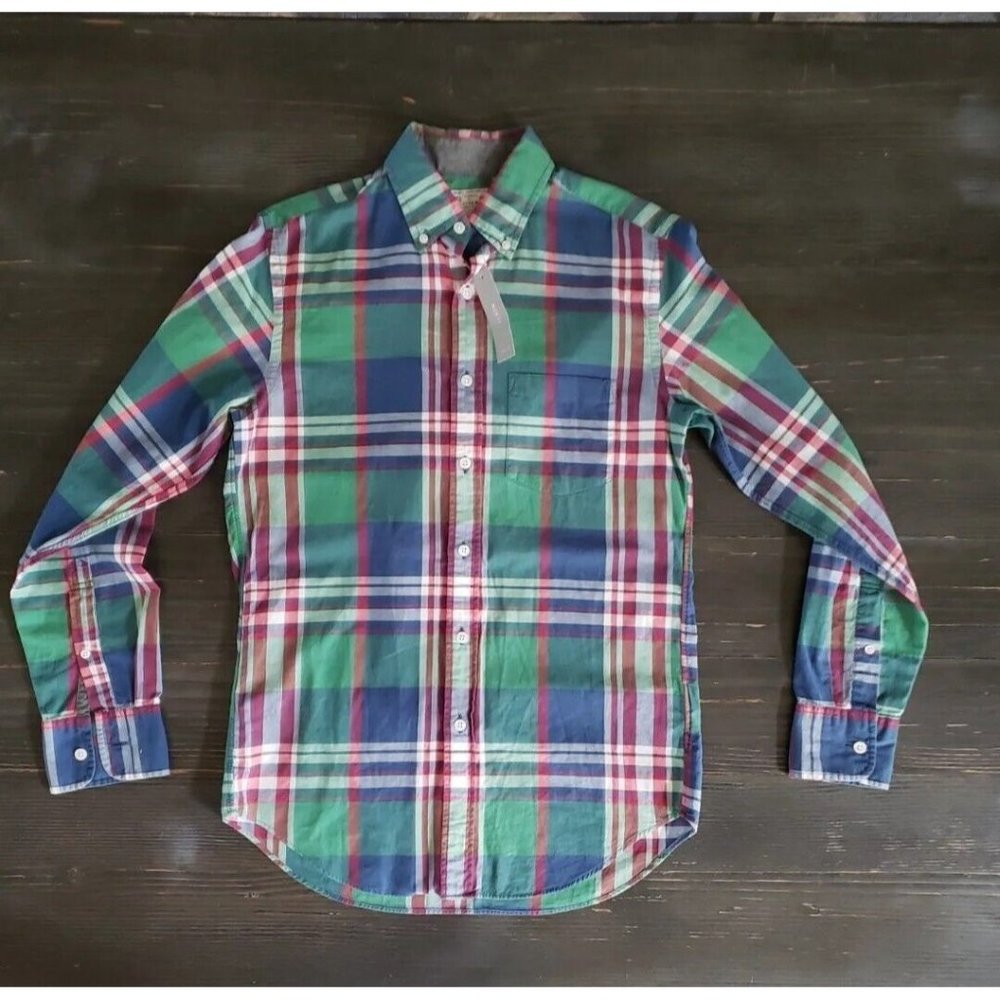 New  J. Crew Plaid Slim Fit Oxford Button Down Men's Size XS